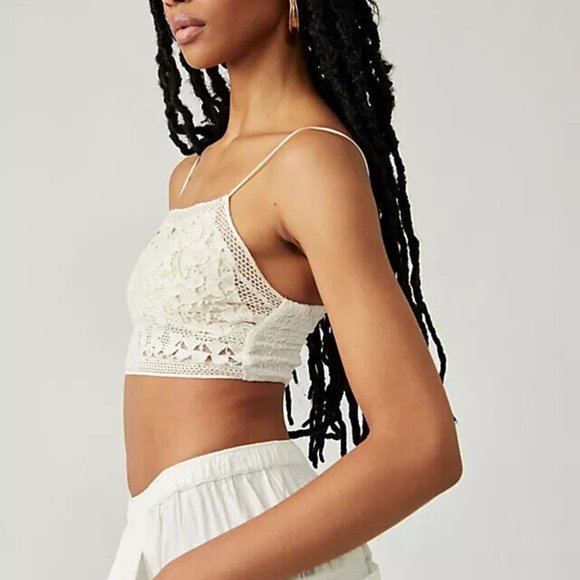 Free People Fp One Lyra Bralette Crochet Embroidered White Top XS - Picture 4 of 8